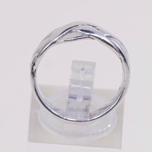 Sz 6.75, Vtg Sterling Silver Handmade Ring 925 Band Entwined Wavy, Stamped 925