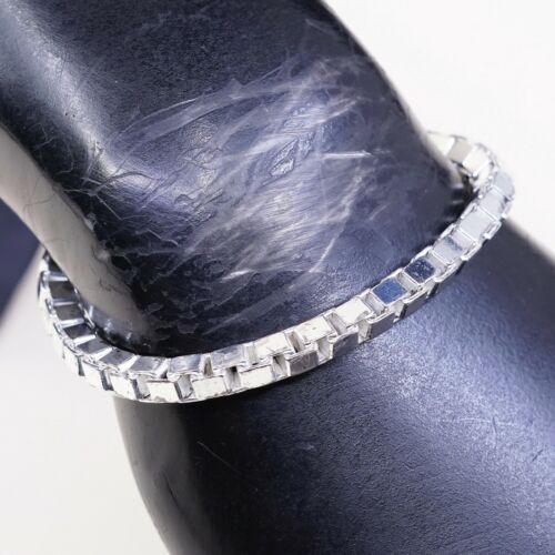7.5”, 5mm, Vtg Sterling Silver bracelet, 925 Italy Solid Box chain, Stamped 925