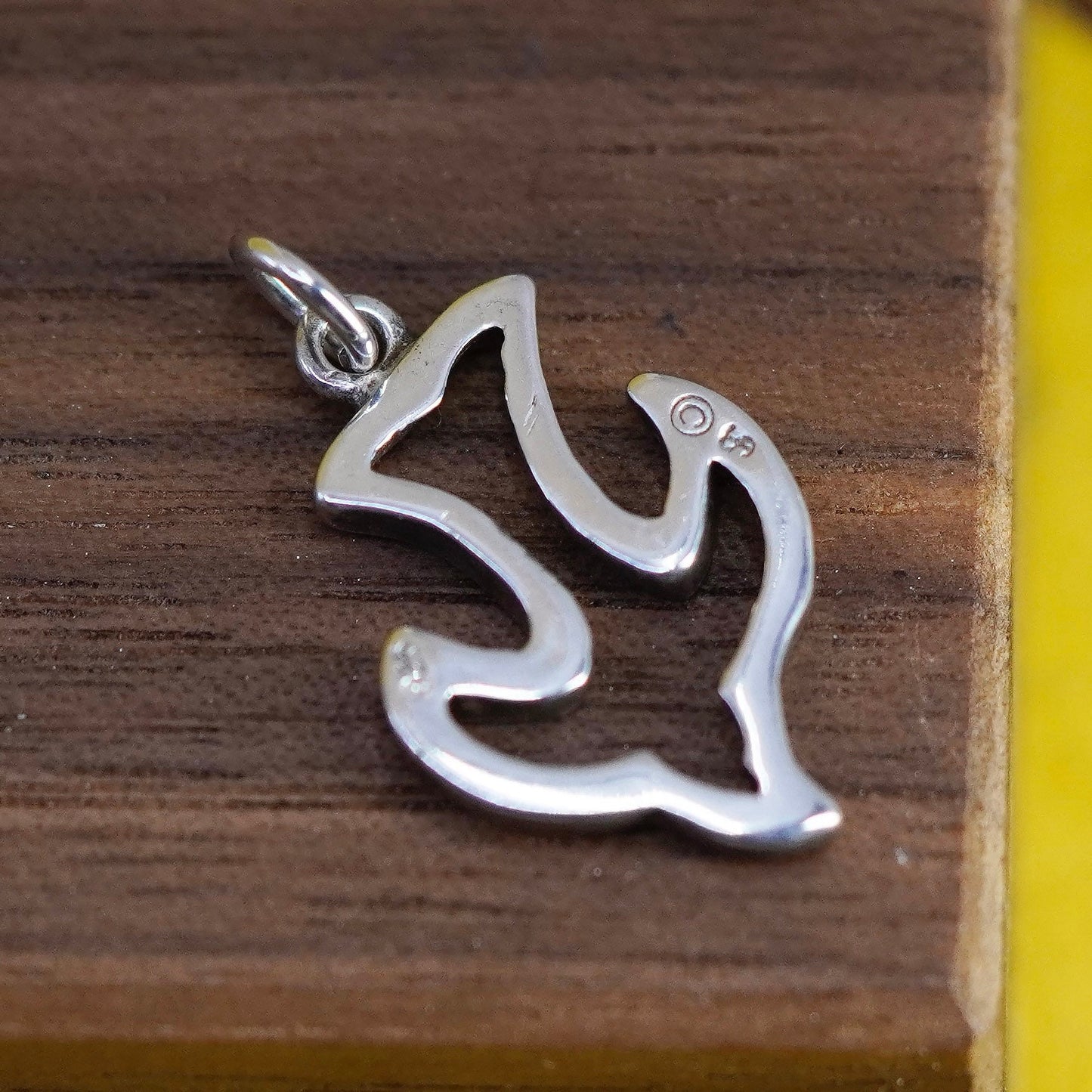 Vintage Sterling silver handmade pendant, 925 dove bird charm