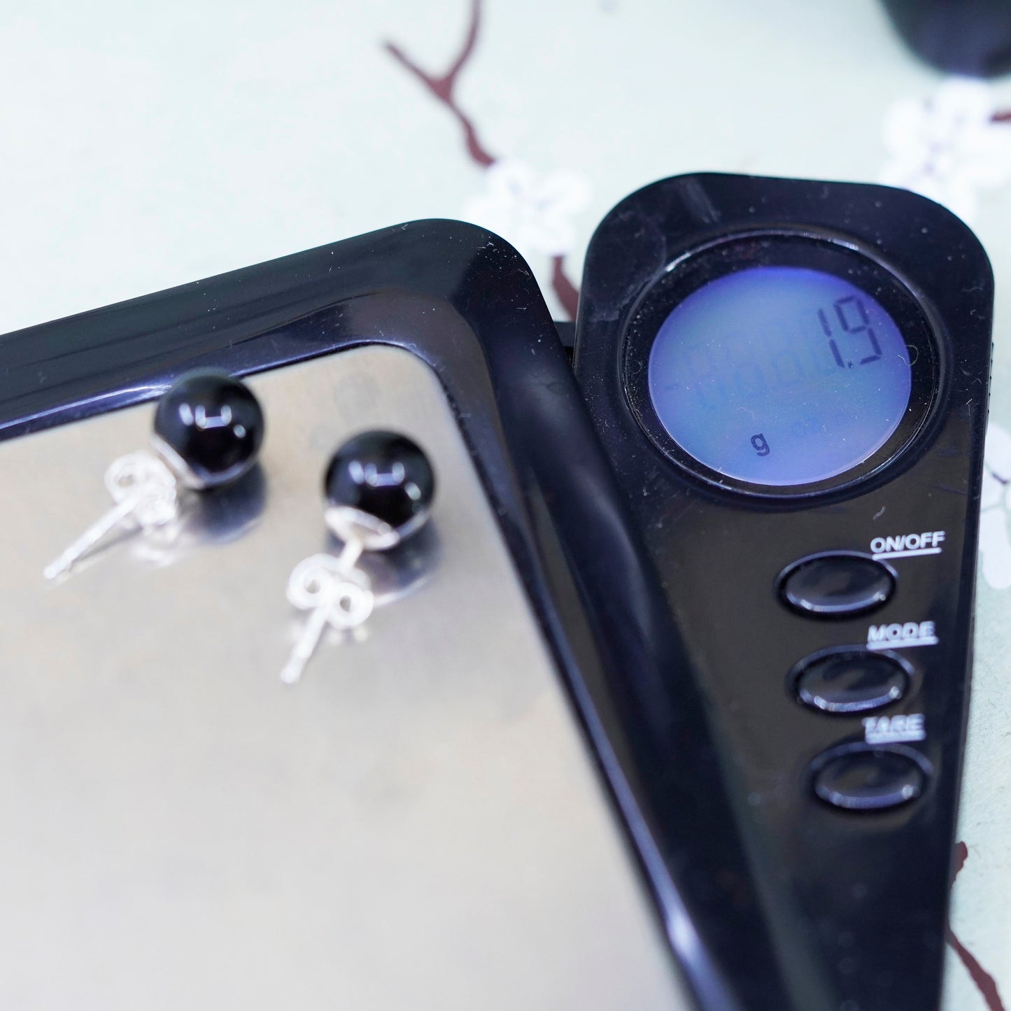 Vintage sterling silver 925 obsidian studs, handmade earrings