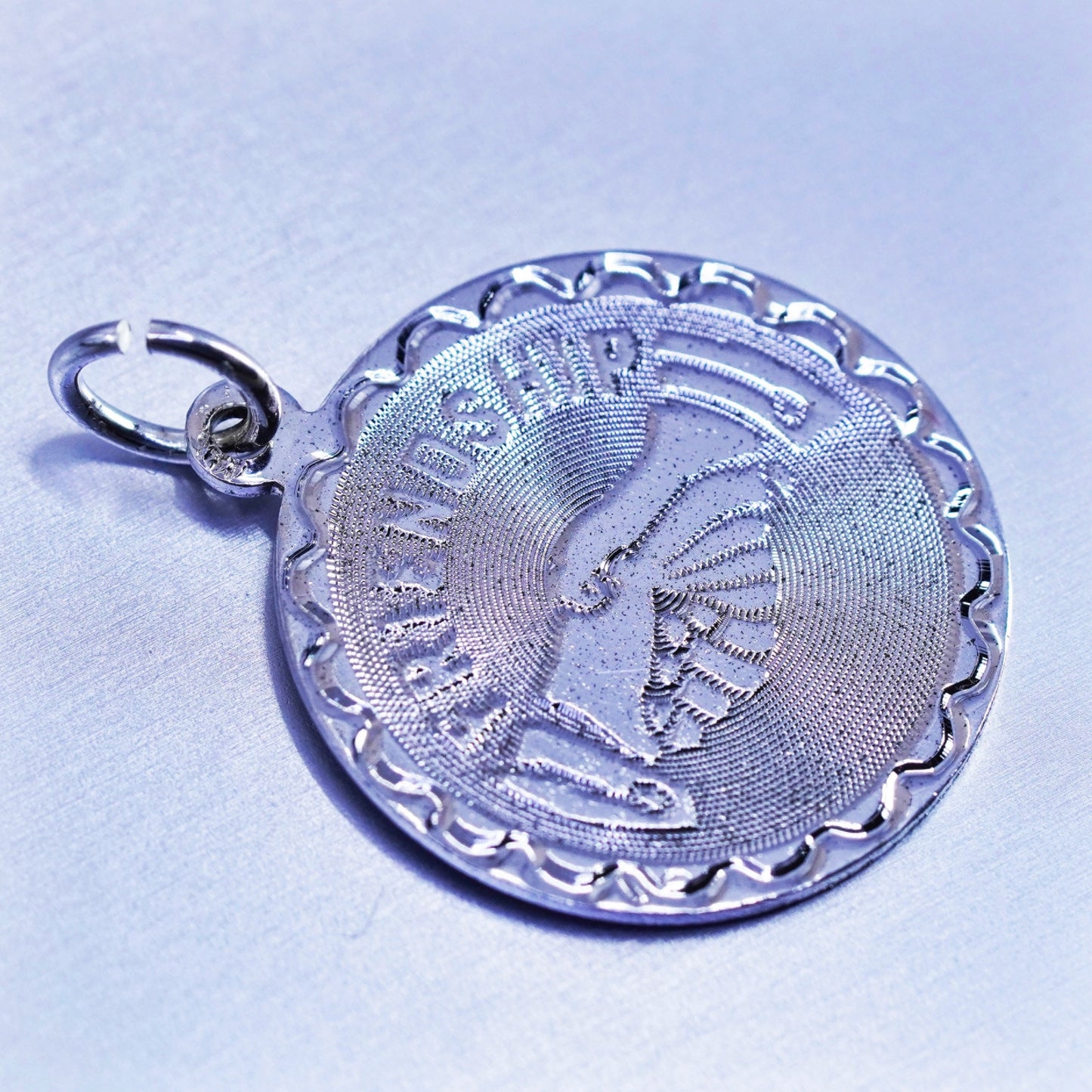 Vintage sterling 925 silver handmade friends friendship pendant tag charm
