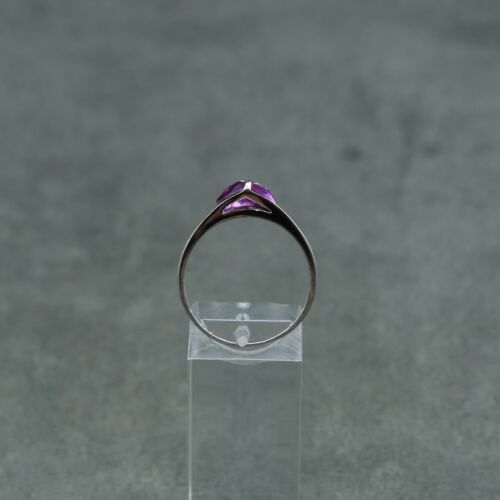 Sz 10.25, Sterling Silver Ring, 925 Silver Engagement Ring W/ pink Crystal