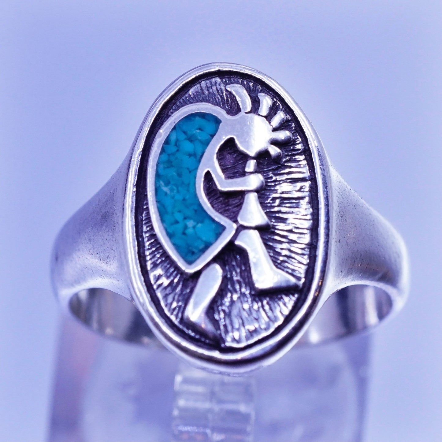 Size 8.25, Native American navajo Sterling 925 silver Kokopelli ring turquoise