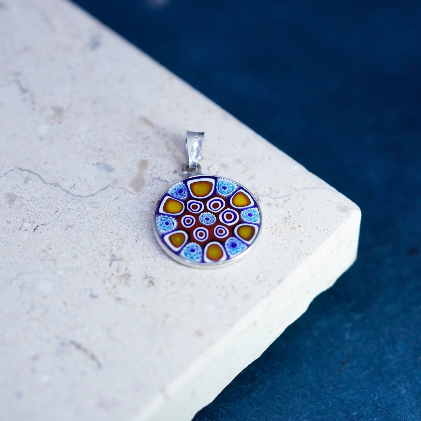 vtg handmade sterling 925 silver tag pendant multiciori authentic murano glass
