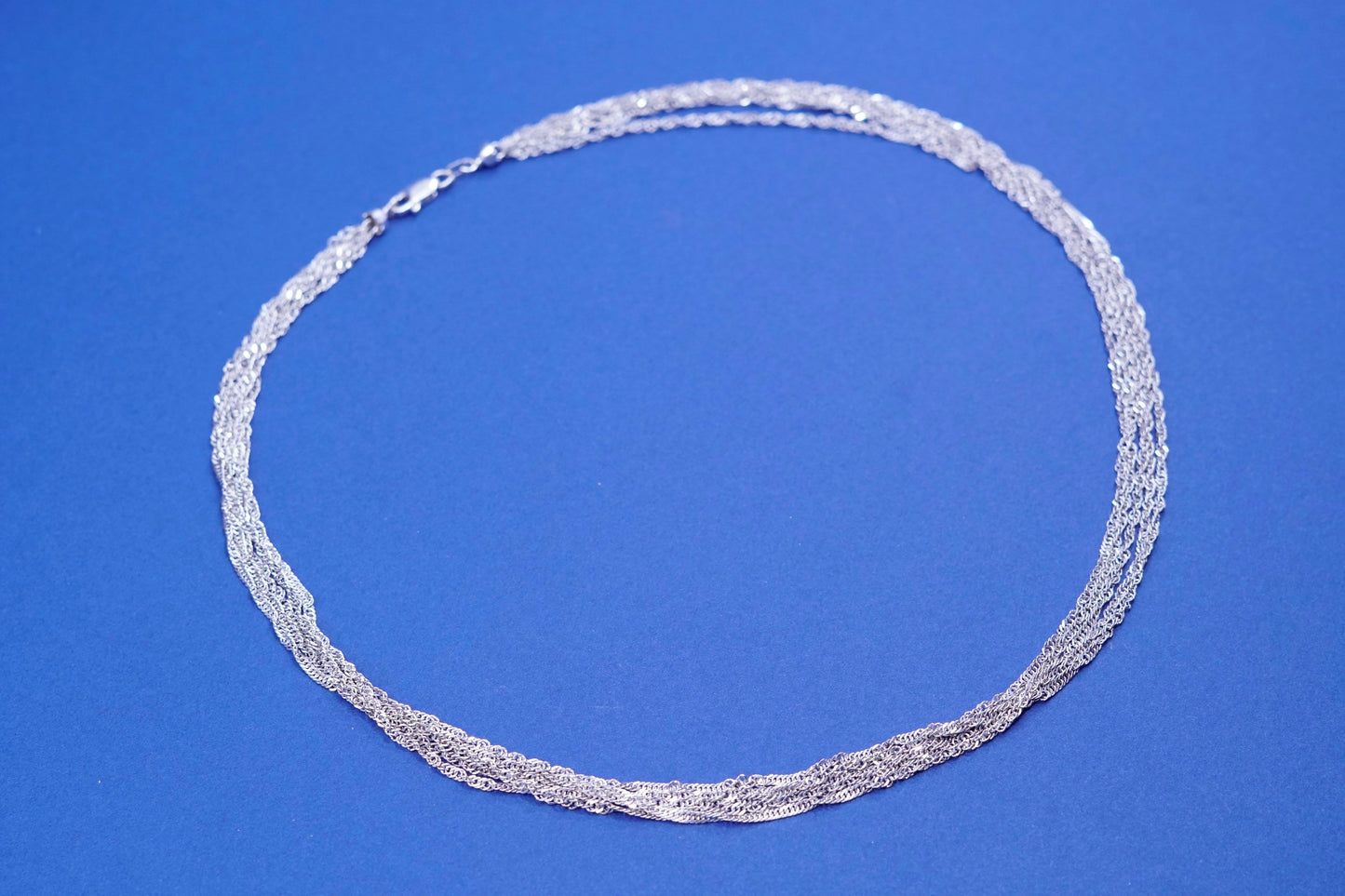 18”, sterling silver handmade necklace, multi 5 strands 925 twisted curb chain