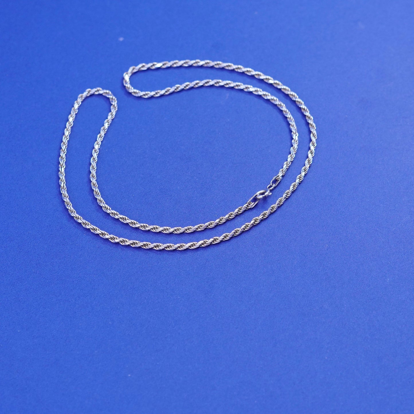 20”, 2mm, vintage Sterling silver handmade necklace, 925 diamond rope chain