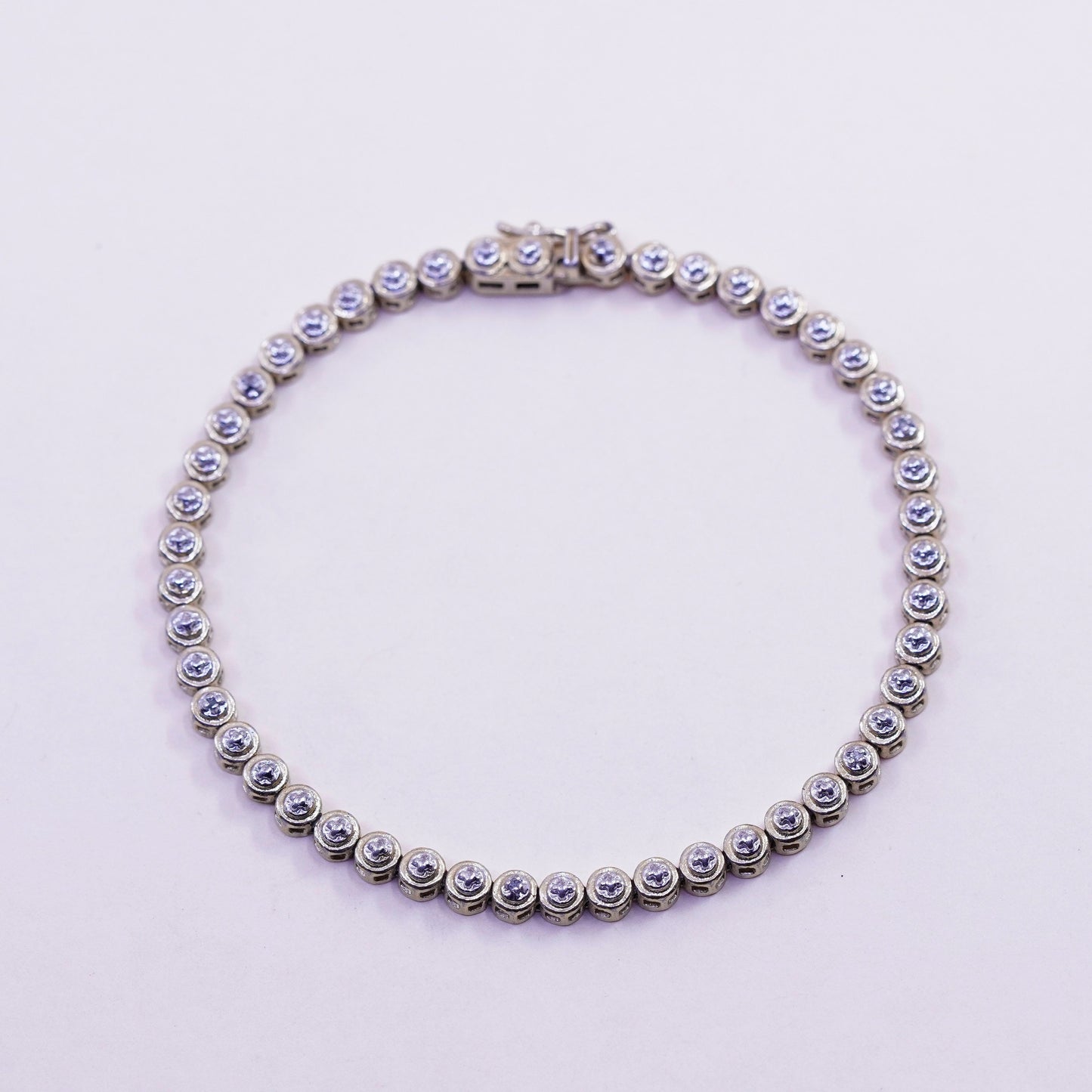 7.25”, vtg vermeil gold over sterling silver tennis bracelet, 925 chain diamond