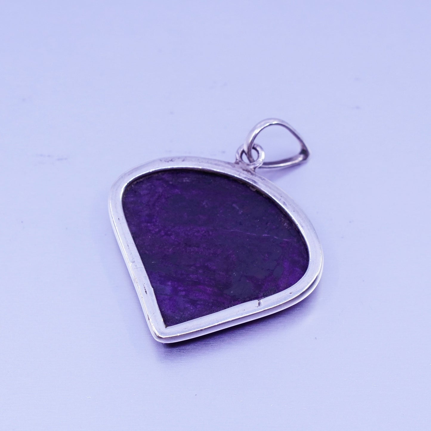 antique sterling 925 silver handmade charm teardrop pendant with purple jasper