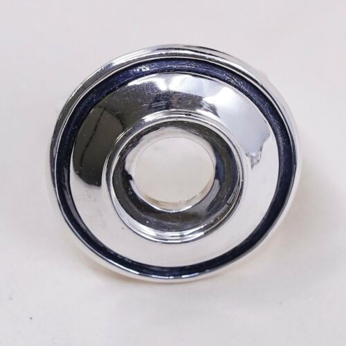 Sz 6.25, Vtg kameleon Sterling 925 Silver Disc Ring Base, Engrave Lauren On Side