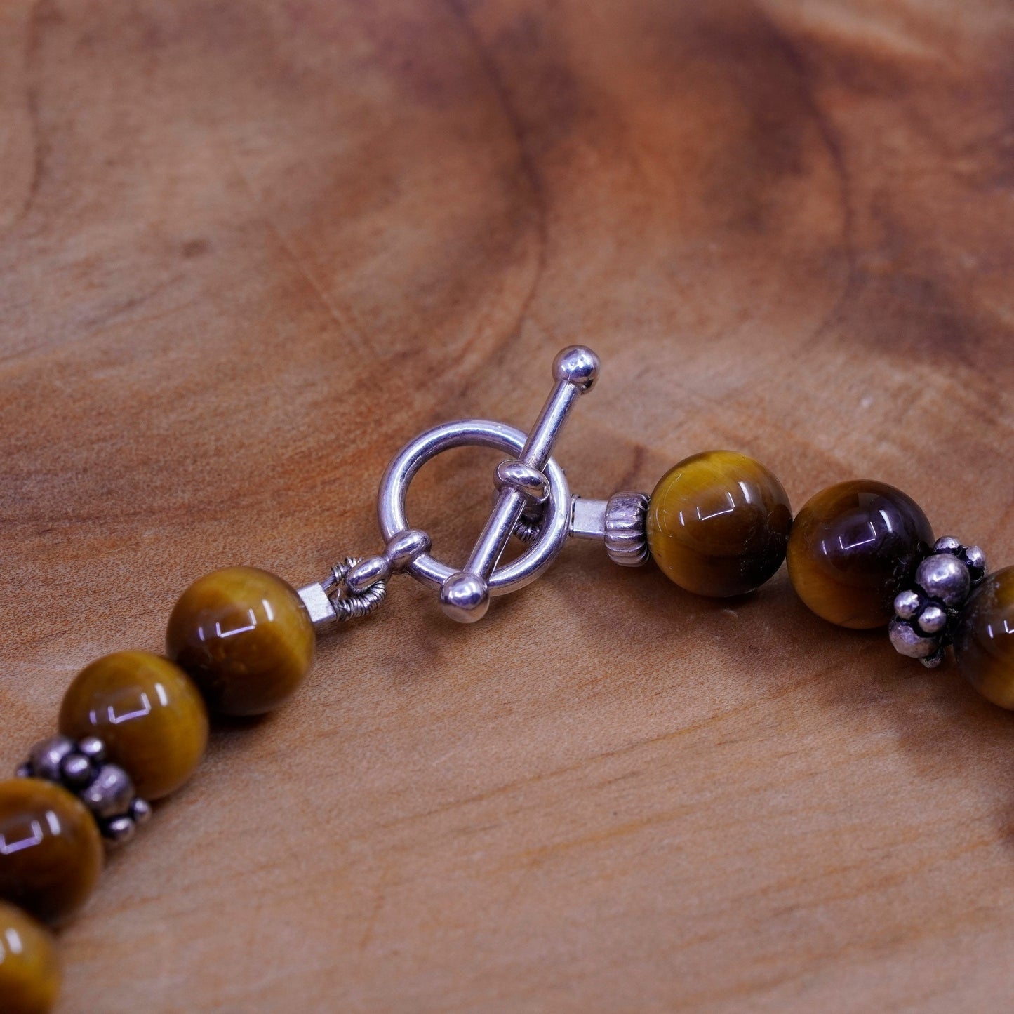 7”, Sterling silver handmade bracelet, Golden tiger eye beads with 925 clasp