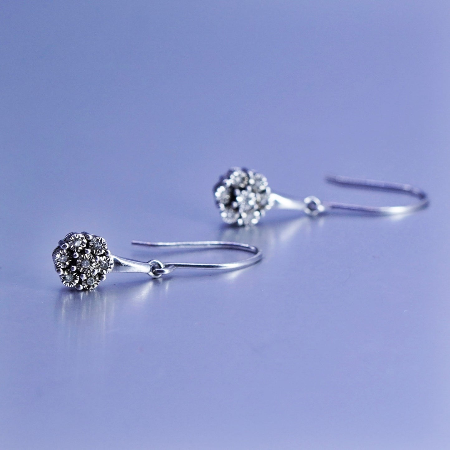 Vintage Sterling 925 silver earrings with diamond details