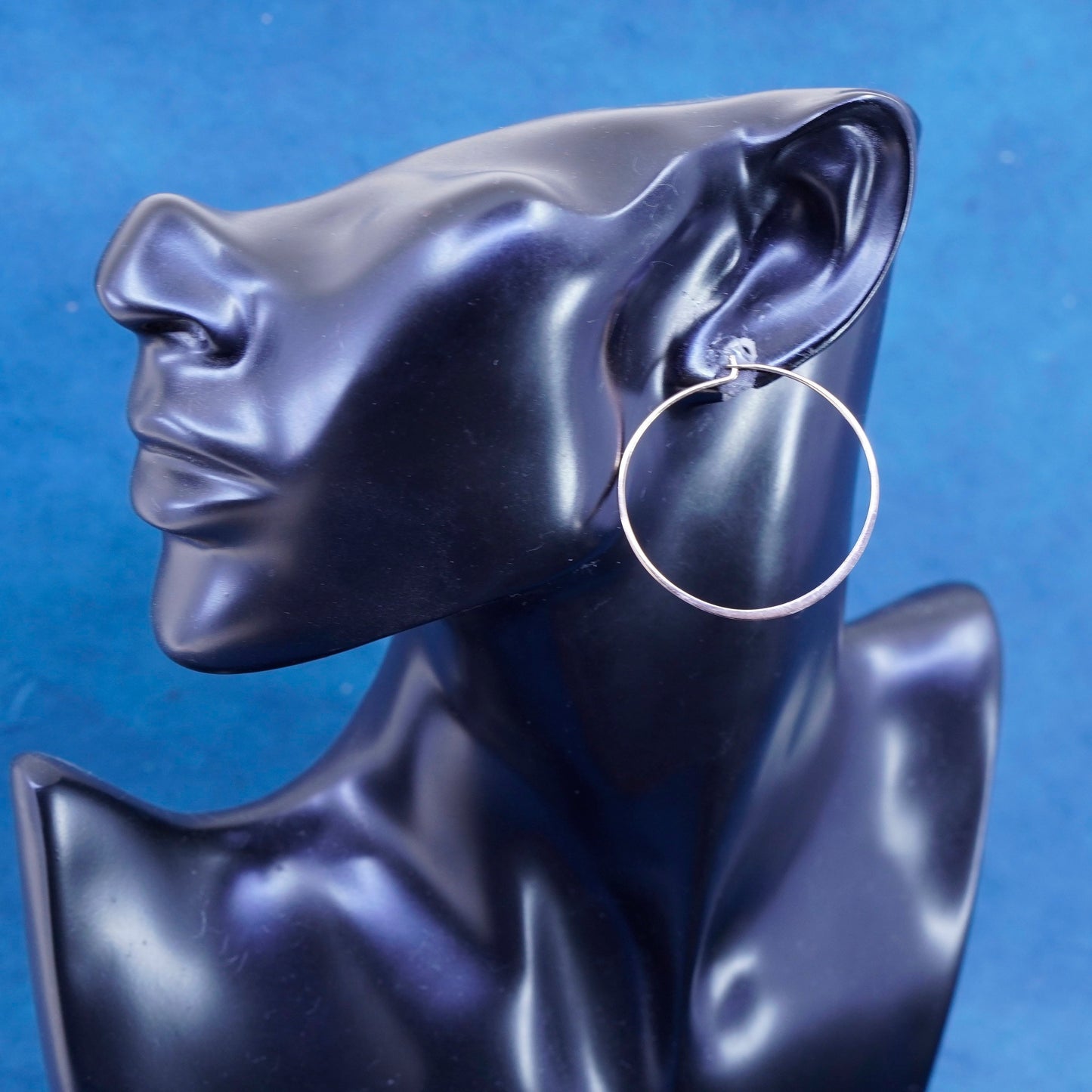 1.5”, vermeil rose gold Sterling silver handmade earrings, flatten 925 hoops