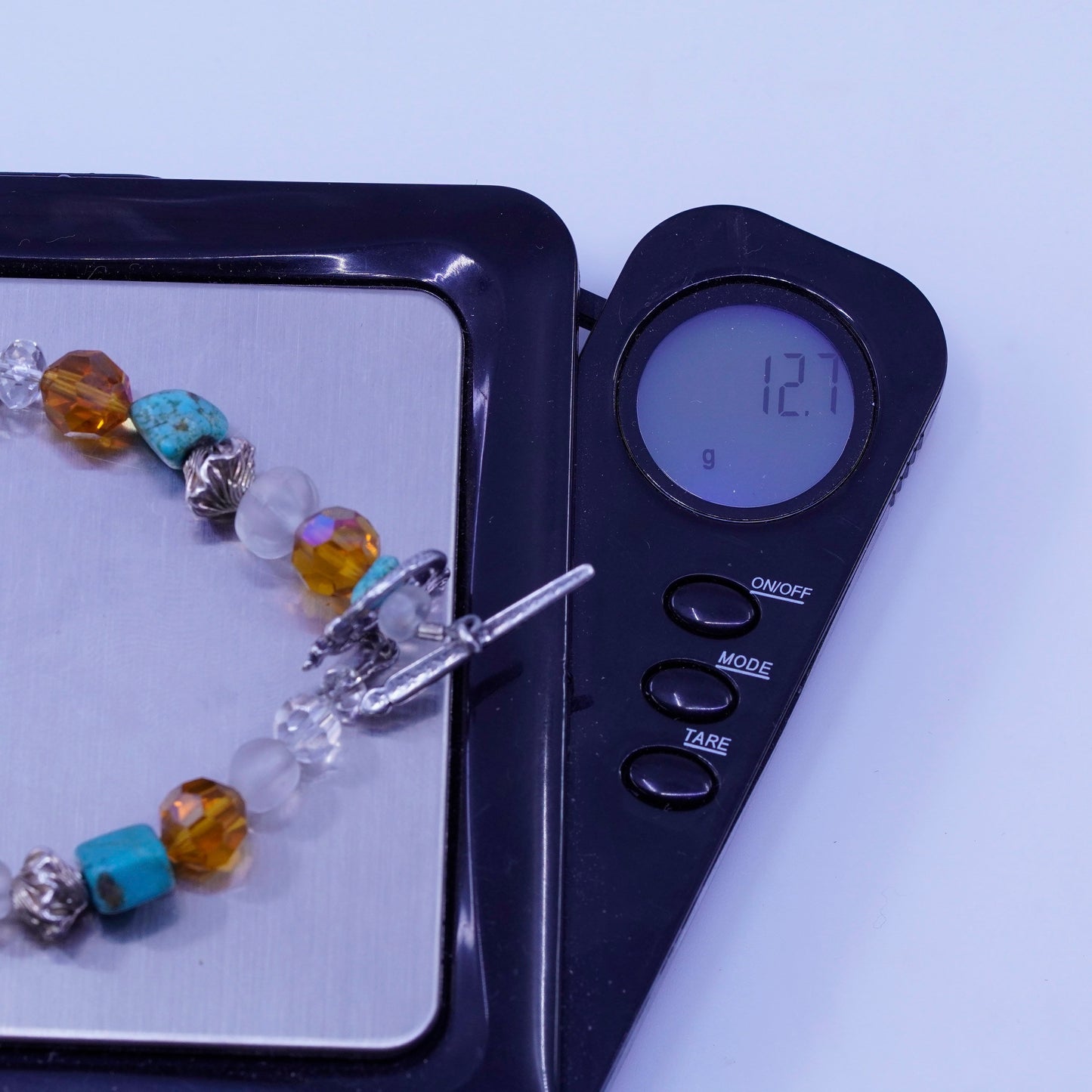 6.25”, Sterling 925 silver bracelet with turquoise citrine and lizard closure
