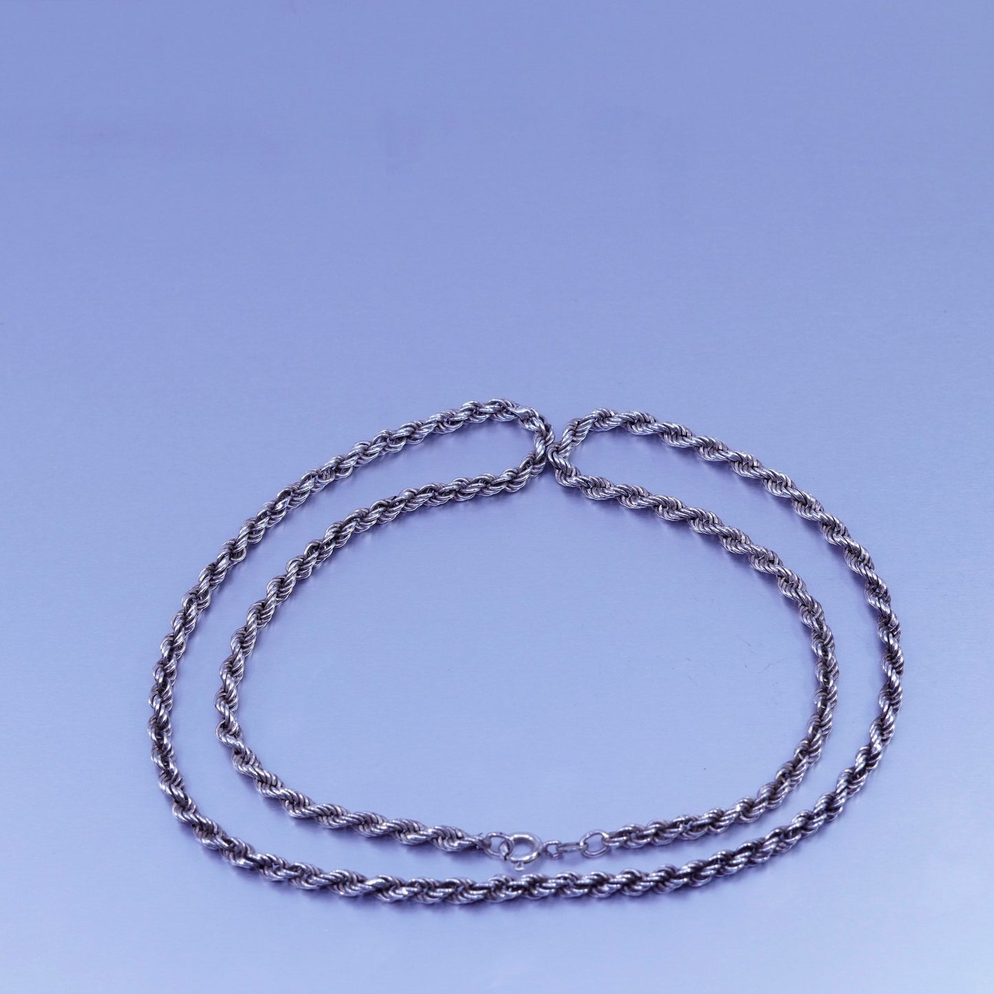 24” 4mm, vintage Italy Sterling 925 silver bold rope chain necklace