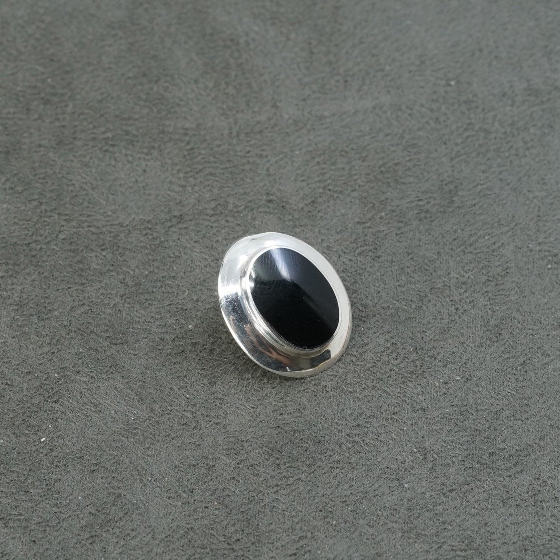 Vintage CW Sterling silver handmade earrings, 925 w/ oval obsidian inlay, studs