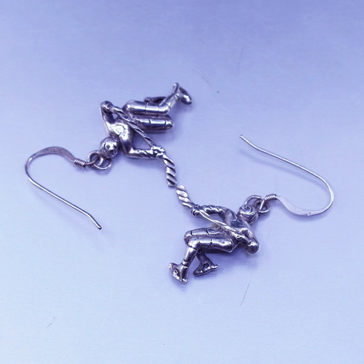 Vintage Sterling 925 silver handmade hockey player earrings