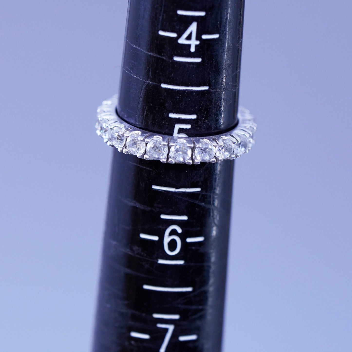 Size 5, vintage Sterling 925 silver wedding ring, Cz band