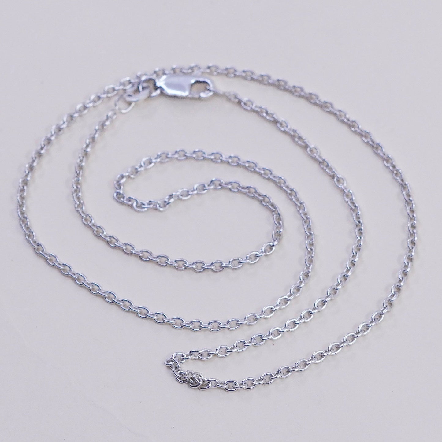 18”, 1.6mm, Vintage sterling silver circle chain, India 925 necklace
