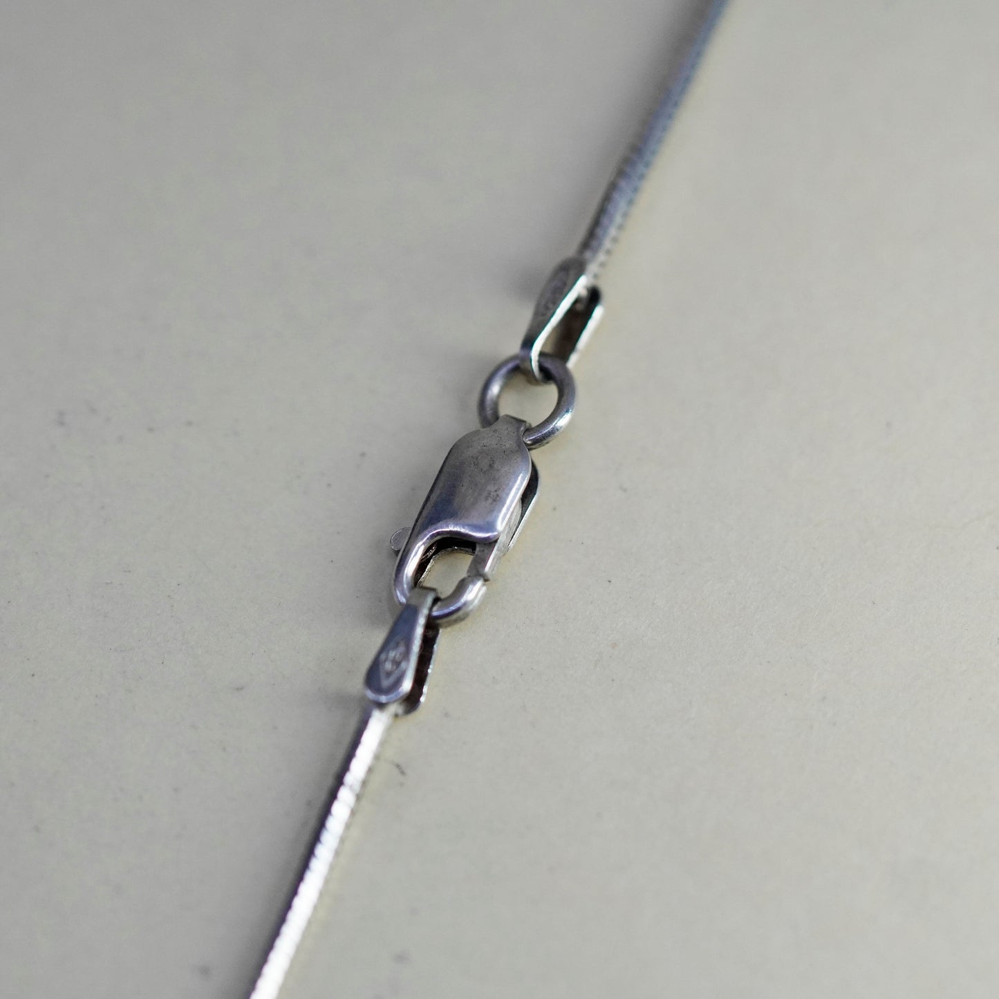 18”, 1mm, Vintage sterling silver square snake chain, Italy 925 necklace
