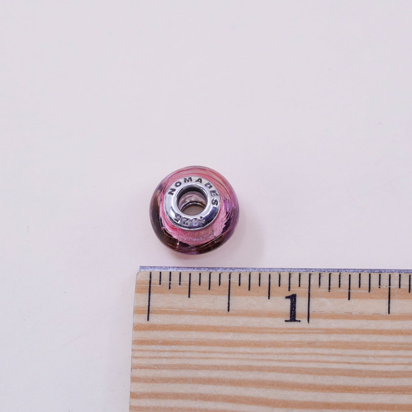 Vintage Italy Nomades Sterling 925 silver Murano glass bead charm