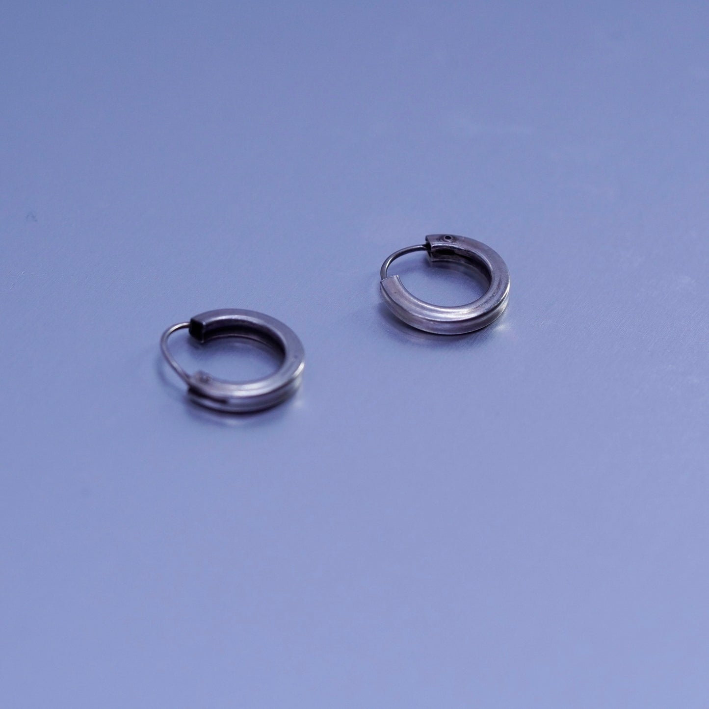 0.5”, vintage Sterling silver handmade earrings, textured 925 hoops