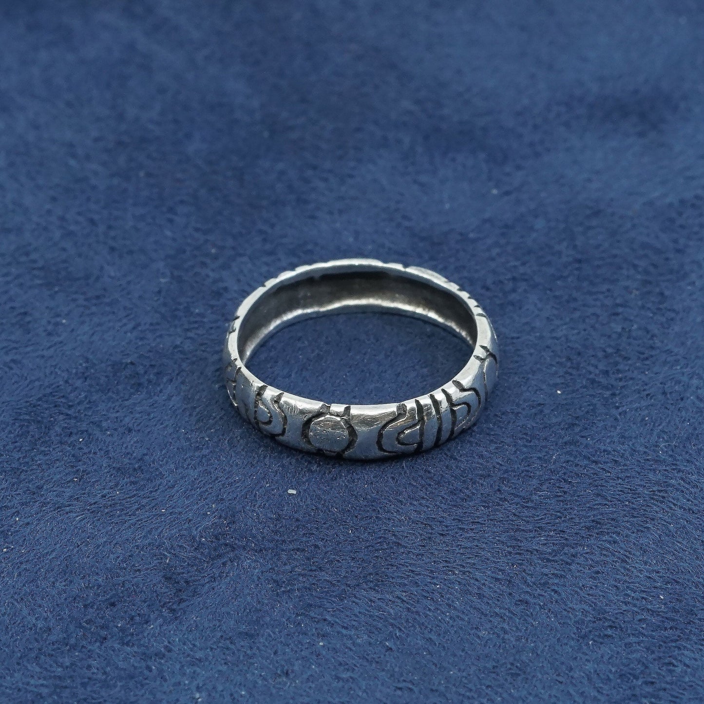 sz 8.75, vtg Sterling silver handmade ring, hopi 925 band, southwestern style