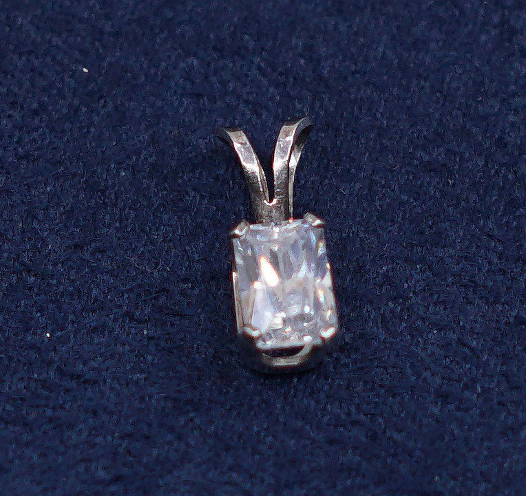 vtg Sterling silver handmade pendant, 925 w/ cz details