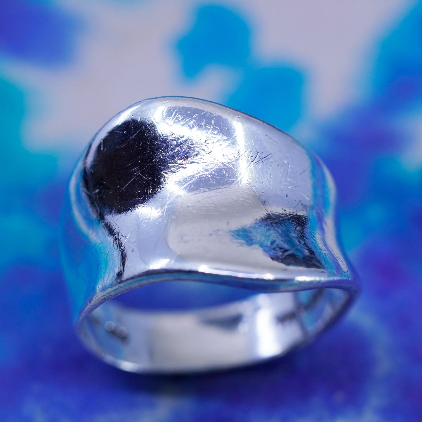Size 8.25, minimalist, simple Sterling 925 silver handmade wavy ring band