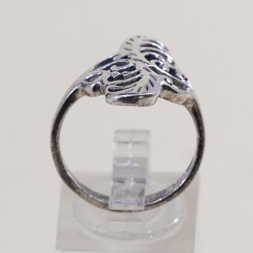 Size 8, Vtg Sterling Silver Handmade Ring, 925 Silver Band W/ Filigree Whirl