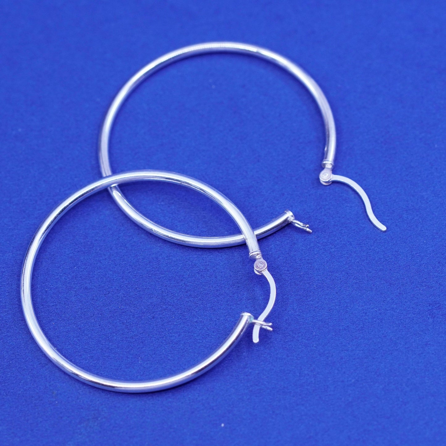1.5”, vintage Sterling silver handmade hoop earrings, 925 huggie