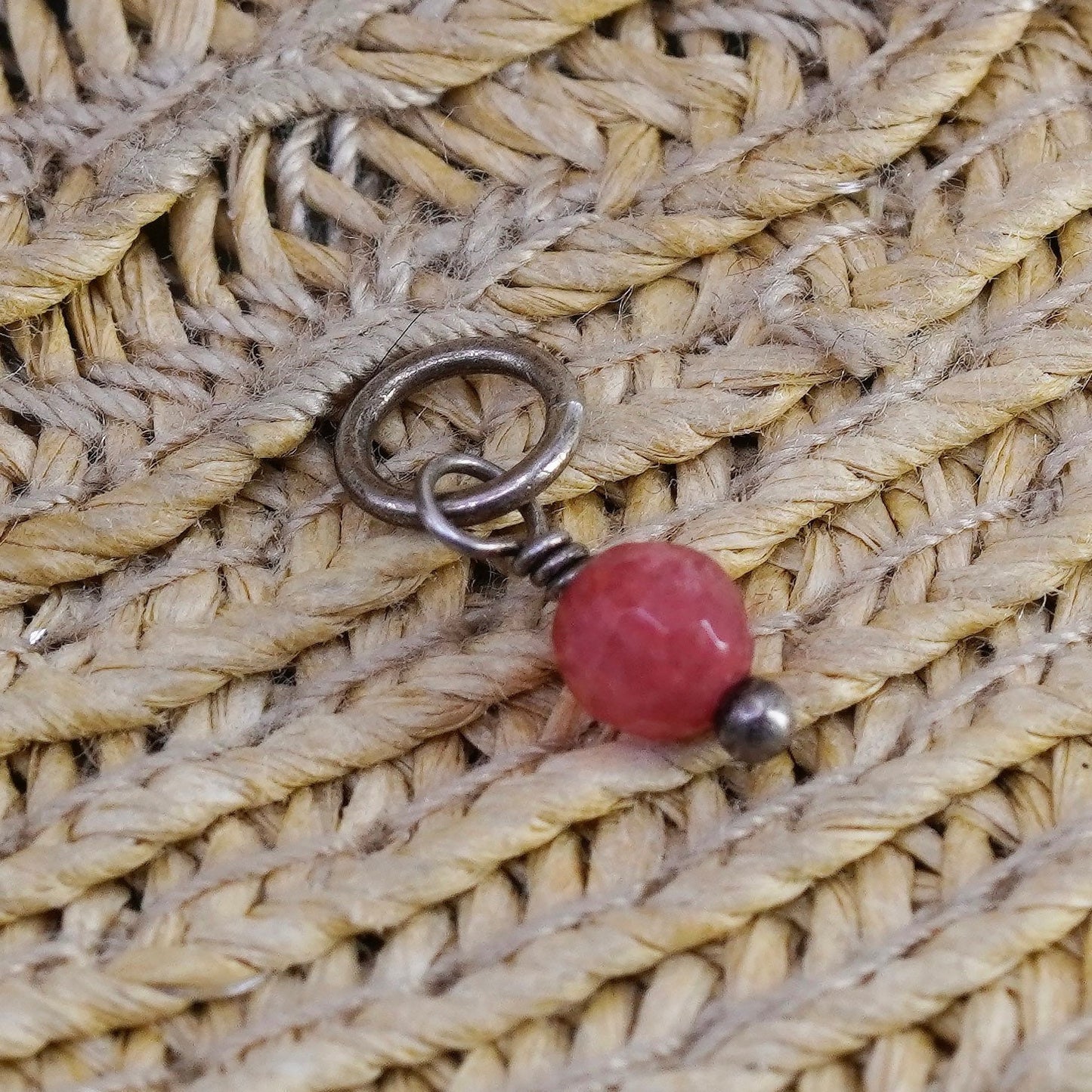 Vintage Sterling 925 silver handmade charm with carnelian beads