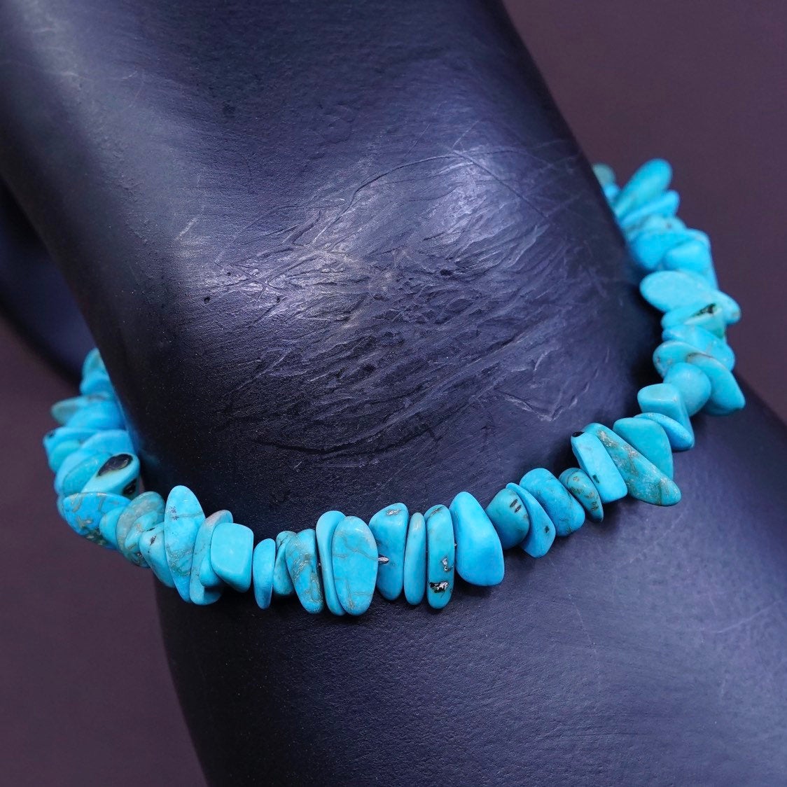7", vtg Sterling silver handmade bracelet, turquoise beads bracelet