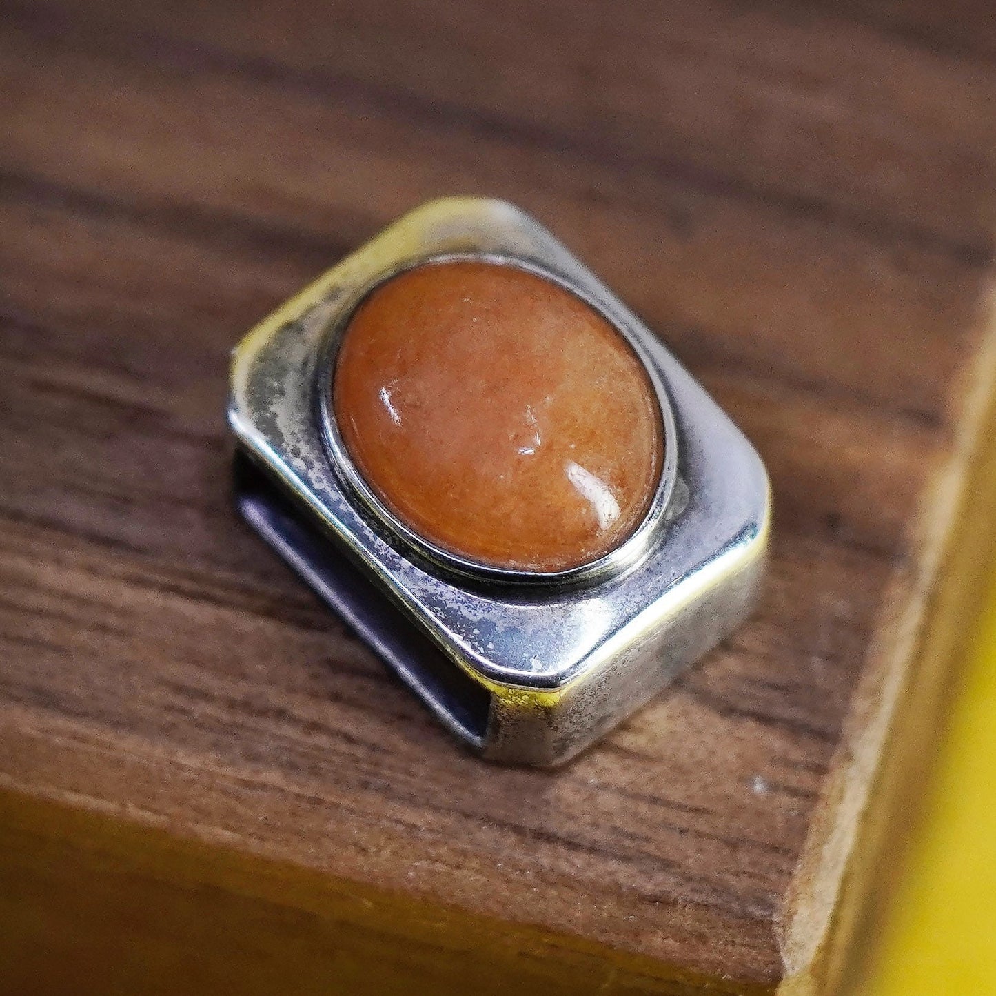 Vintage Sterling 925 silver handmade pendant with orange quartz