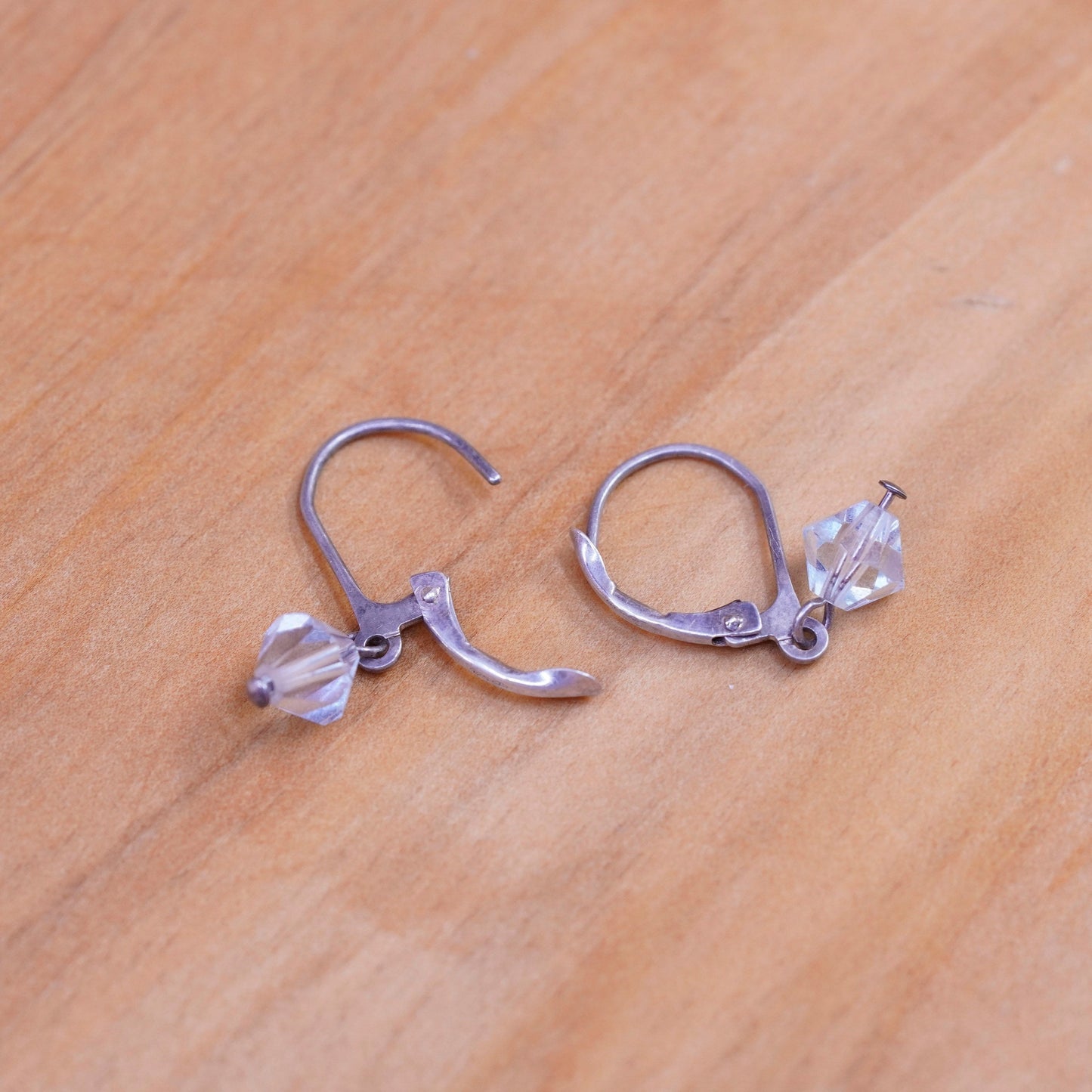 Vintage Sterling 925 silver earrings with blue crystal