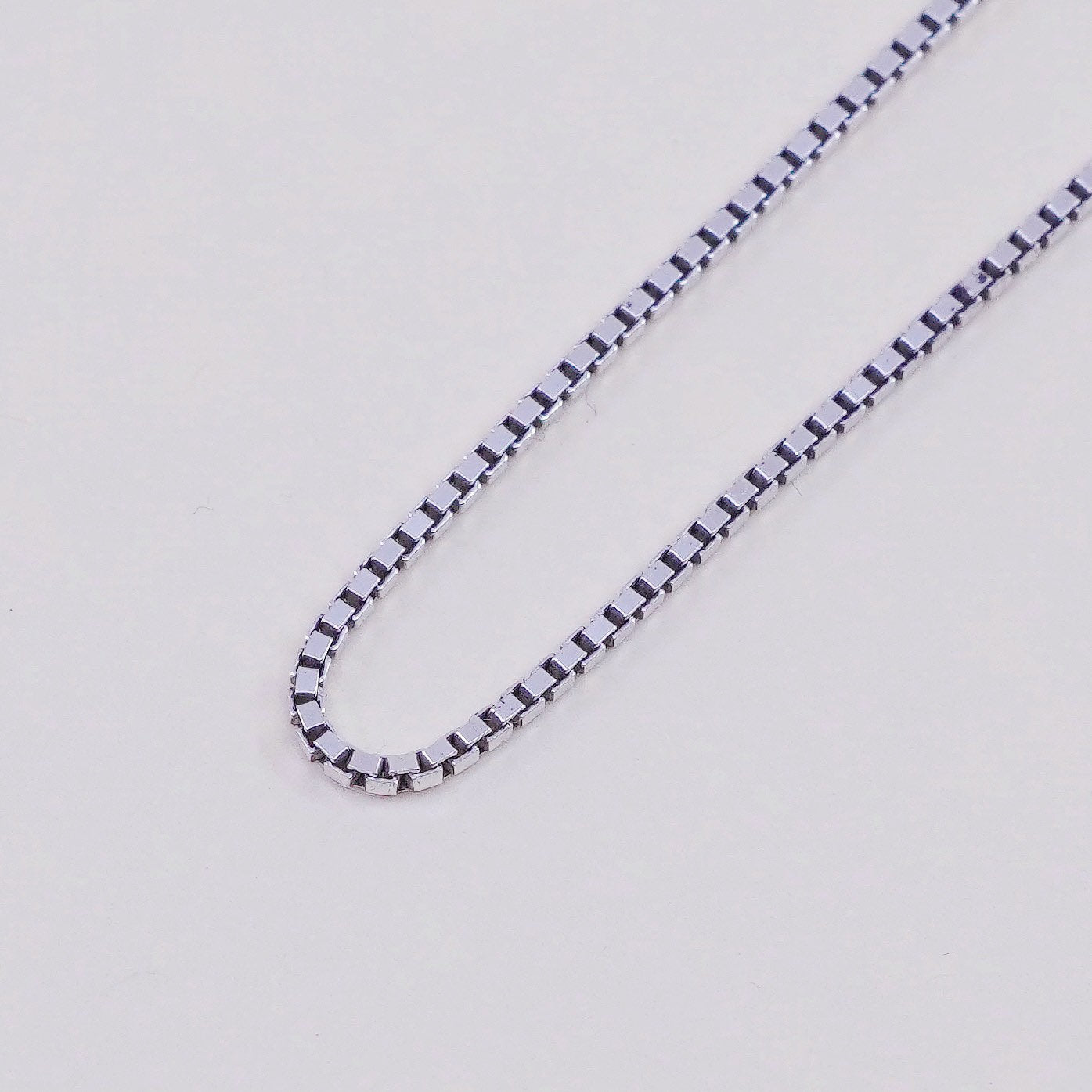 23”, 1mm, Vintage Italian sterling 925 silver box chain, necklace