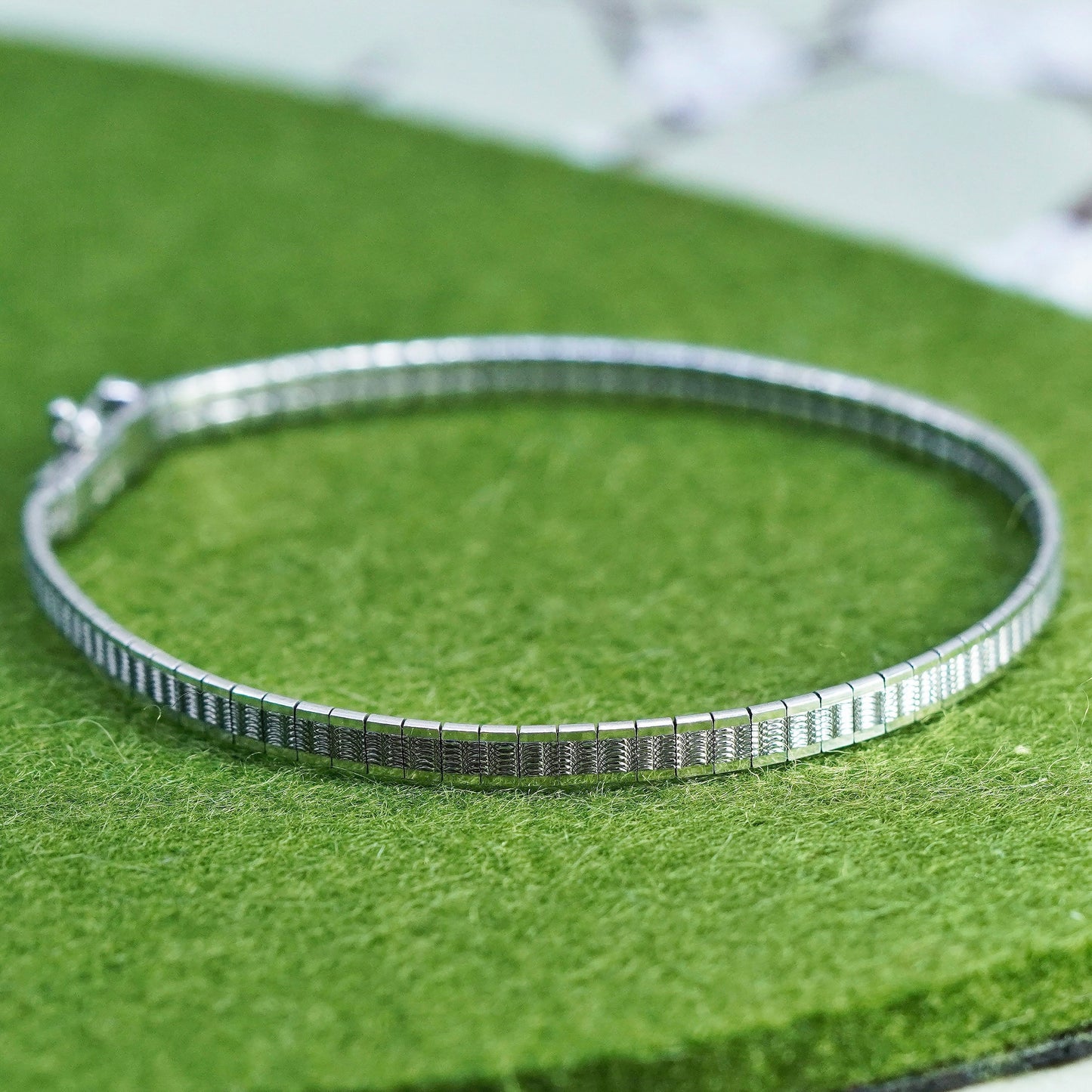 7”, 4mm, Vintage Sterling silver omega bracelet, Italy 925 chain