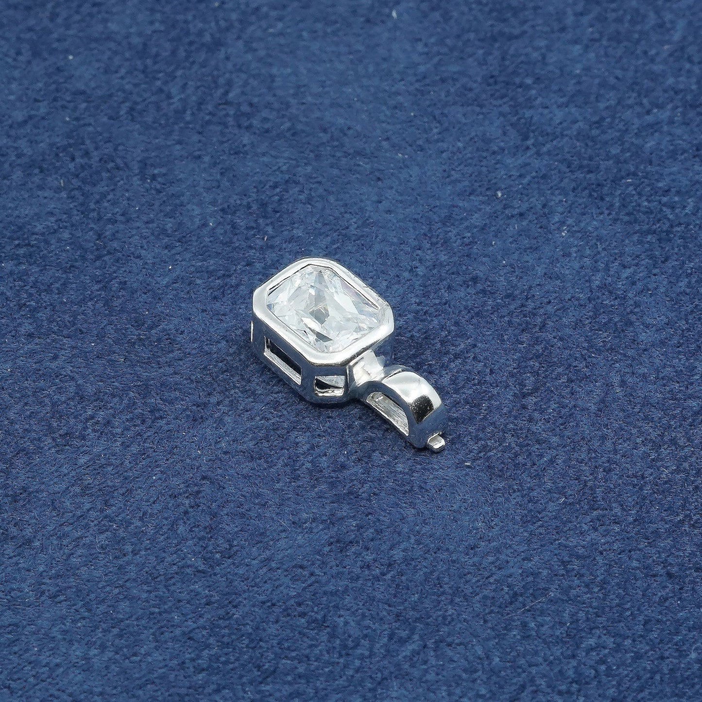 vtg interchangeable Sterling silver handmade pendant, 925 w/ square crystal