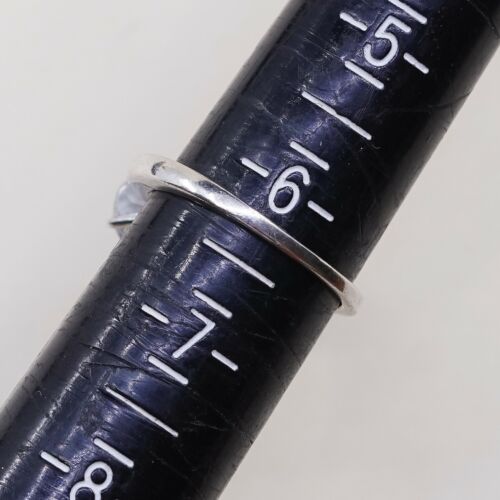 Sz 6.25, Vtg Sterling silver handmade ring, solid 925 Engagement band W/ CZ