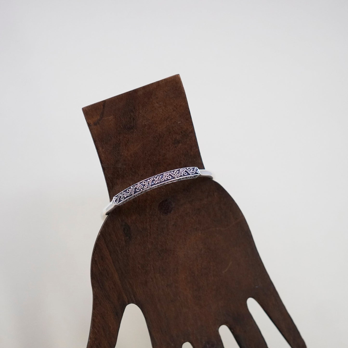 7”, Vintage designer Sterling silver handmade bracelet beaded textured 925 cuff