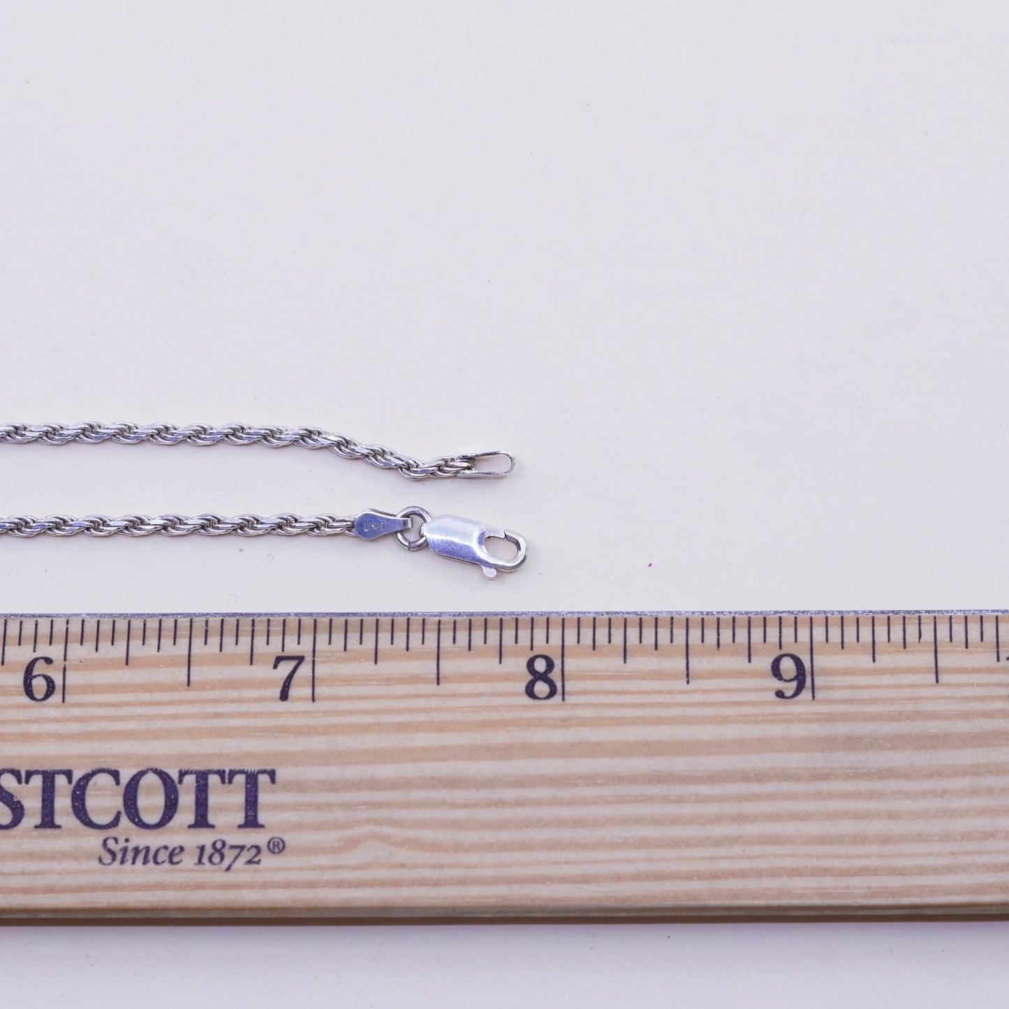 16” 2mm, vintage sterling silver necklace, 925 Singapore rope chain