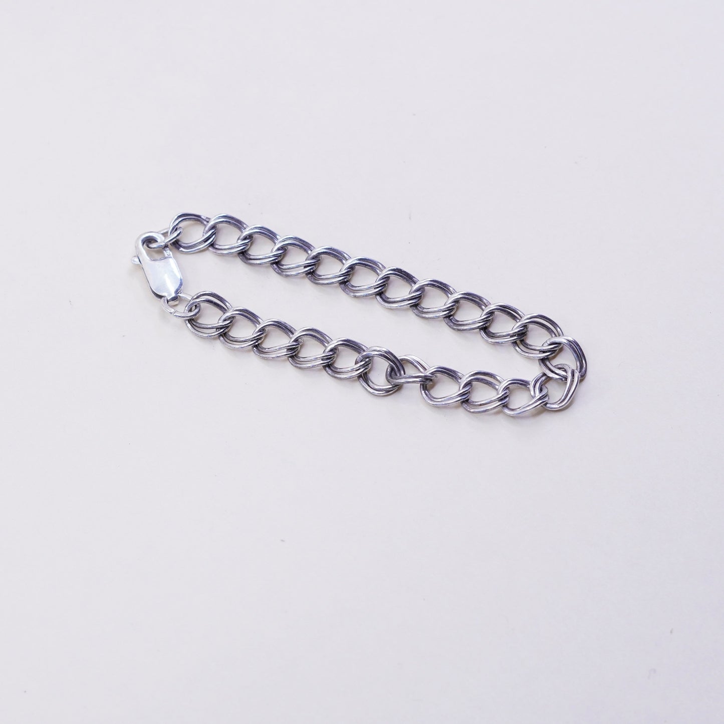 7”, 8mm, Vintage prochain sterling silver bracelet, 925 double curb chain