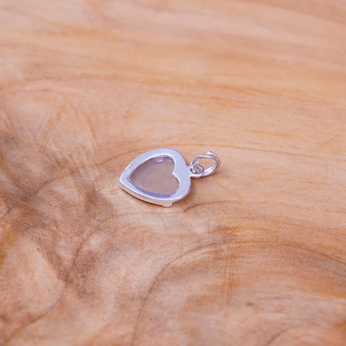 Vintage Sterling silver handmade charm, Mexico 925 heart photo pendant