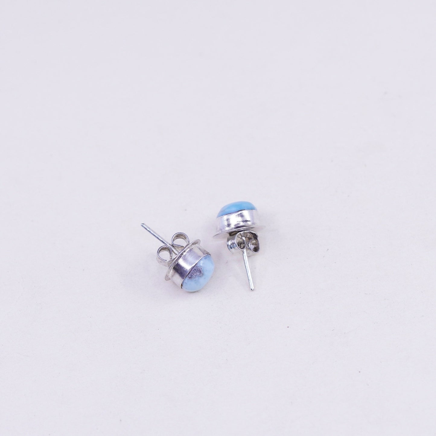 Vintage sterling silver earrings, 925 studs with larimar