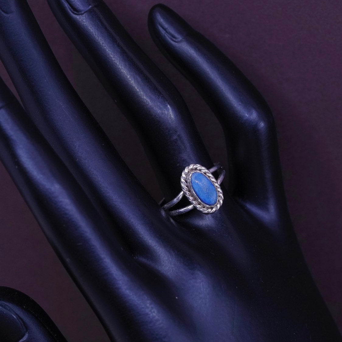 sz 7.5 VTG Native American Sterling silver handmade ring, 925 w/ blue turquoise