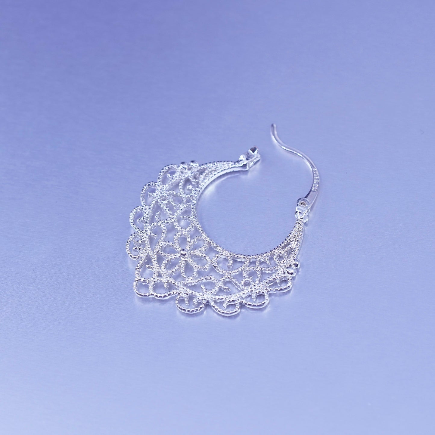 Vintage Sterling 925 silver filigree hoops earrings
