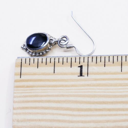 Amazing handmade Sterling Silver earrings, 925 Oval Obsidian N Beads