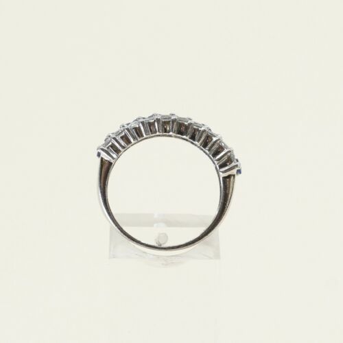Sz 8, Vtg Sterling silver ring, 925 silver statement band w/ Blue N Clear Cz
