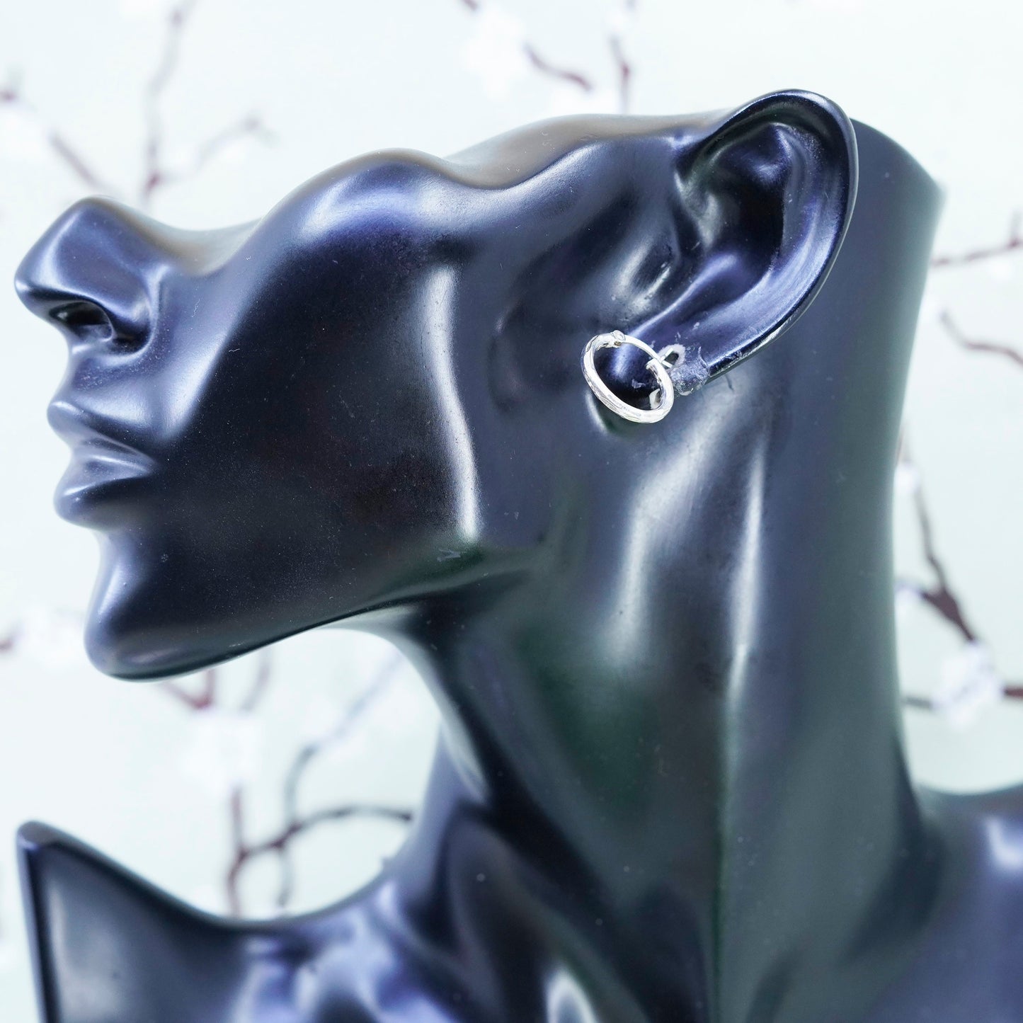 0.5”, sterling silver loop earrings, minimalist, textured 925 hoops, huggie