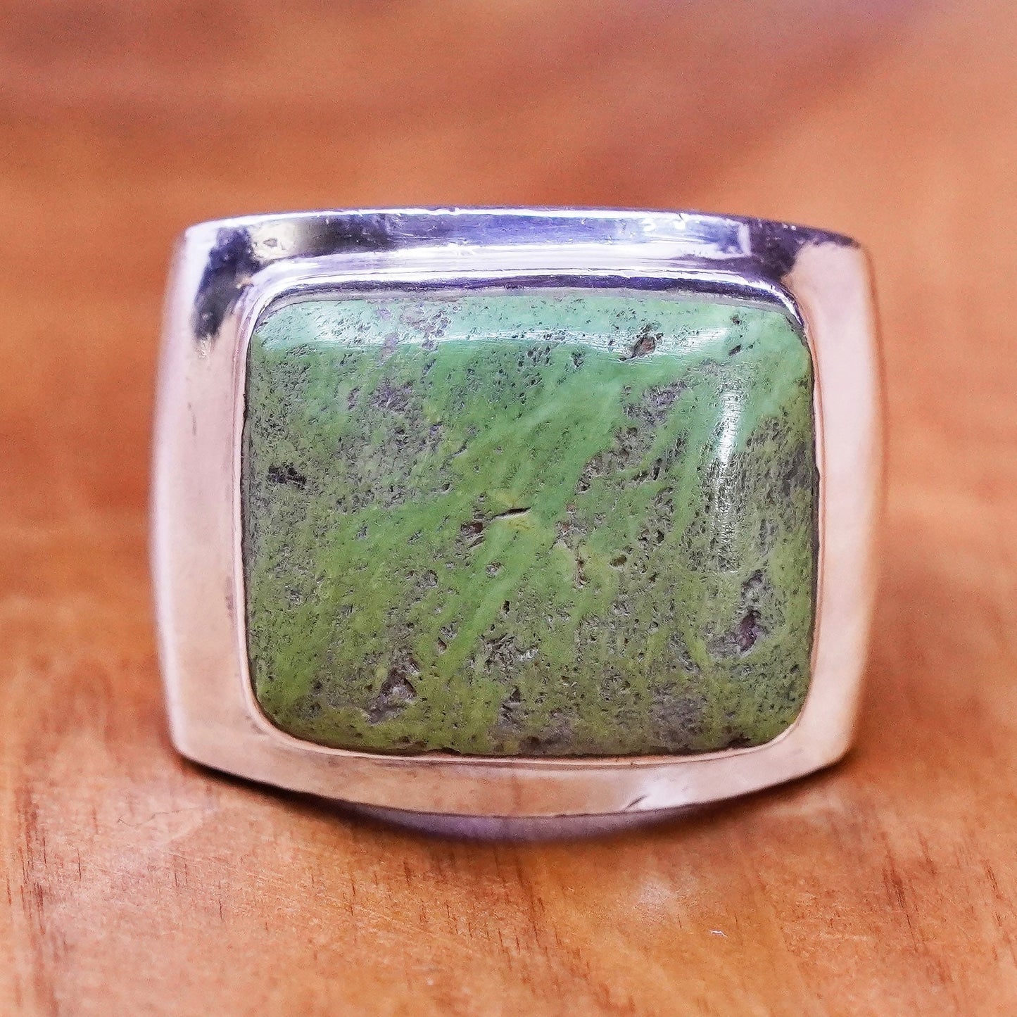 Size 6.75, vintage Sterling 925 silver handmade statement ring square turquoise