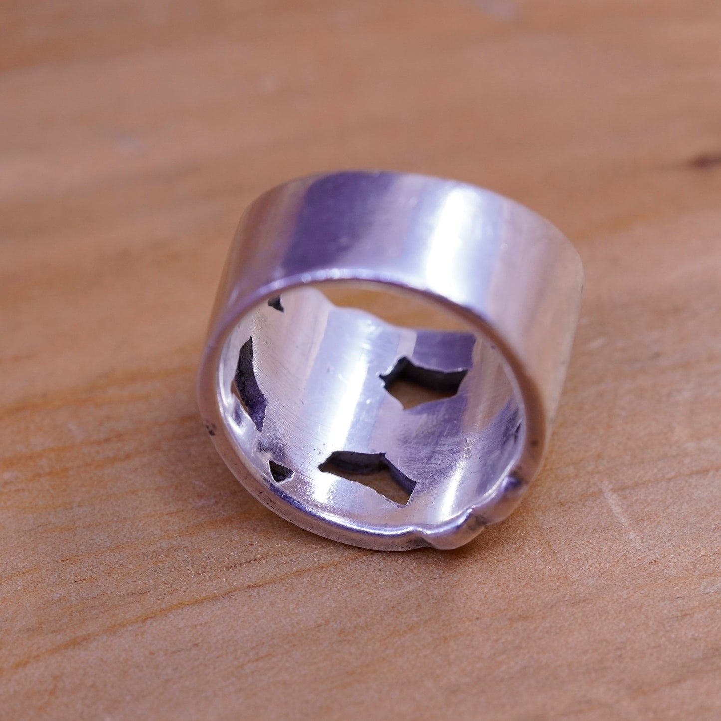 Size 6.5, Vintage Sterling silver handmade ring, 925 band with pink flower